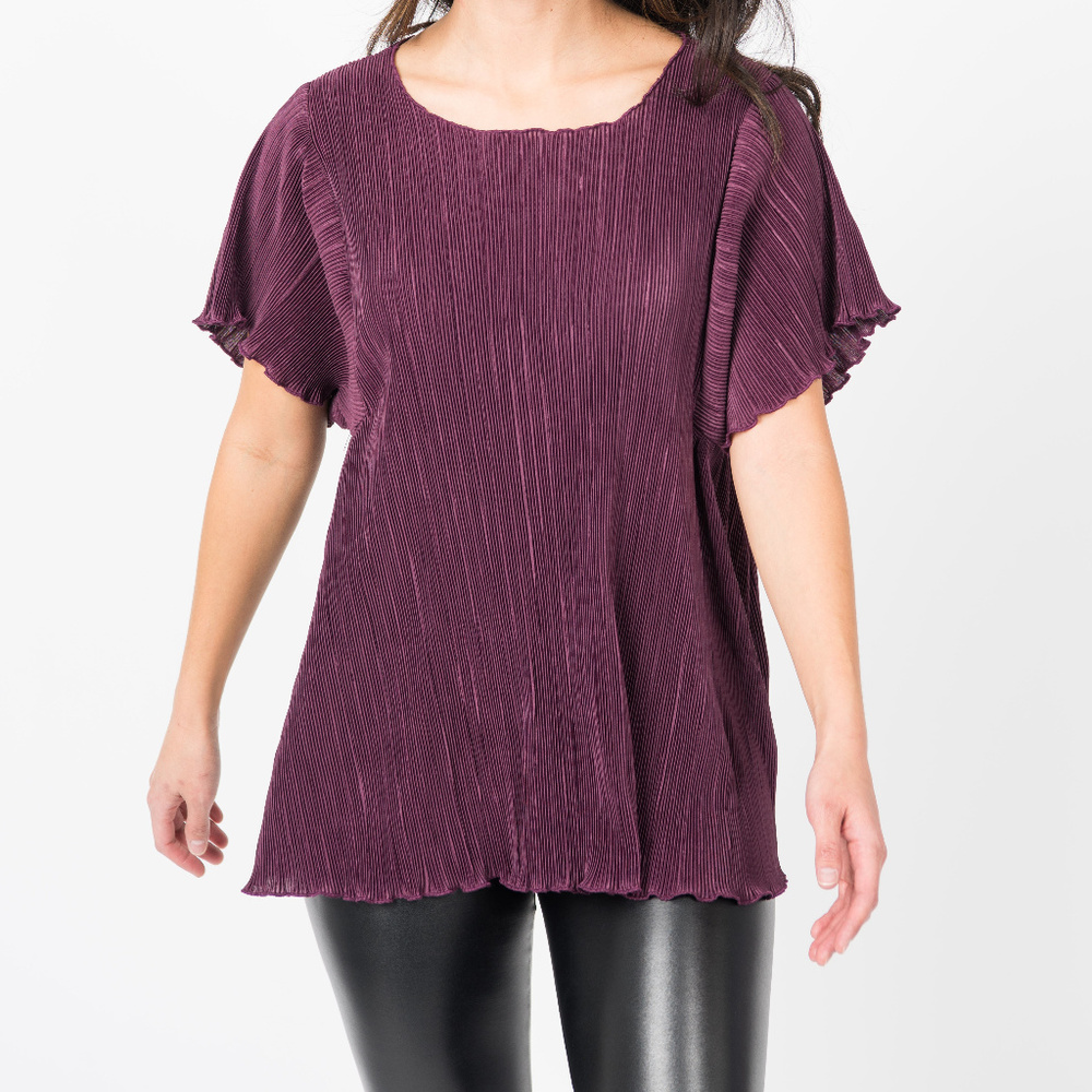 Crystal Pleat Midi Top Wine